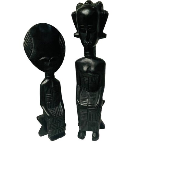 Hand Carved African Tribal Figurines Ebony Wooden Sculptures Home Décor x16 1/2" - Picture 7 of 8